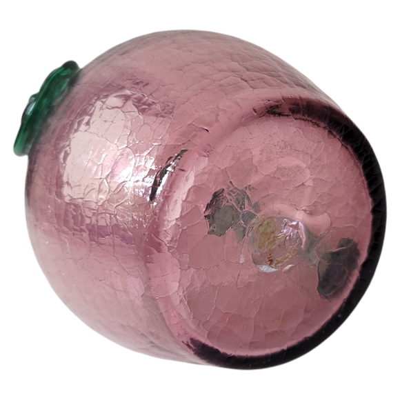 Vtg Rainbow Pilgrim Hand blown Crackle glass pitcher 4 leaf clover - Picture 5 of 6